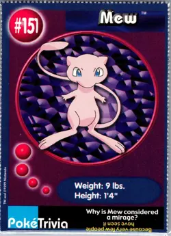 Topps Pokemon The First Movie Burger King Promo Card - #151 Mew PokeTrivia - Image 2