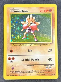 Hitmonchan 7/102 Base Set Holo Unlimited Rare Pokemon TCG Card - Image 1