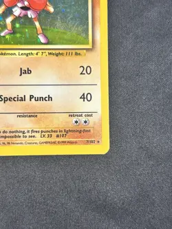 Hitmonchan 7/102 Base Set Holo Unlimited Rare Pokemon TCG Card - Image 3