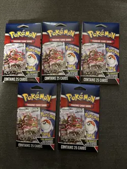 (5) Pokemon TCG Mystery Pack w/ Foil Card MJ Holding for sale online - Image 1