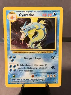 Pokemon TCG Gyarados #7/130 Base Set 2 Unlimited Holo WOTC VTG 2000 HP/DMG - Image 1