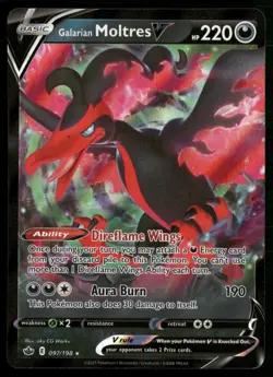 Galarian Moltres V Ultra Rare SWSH06: Chilling Reign 097/198 NM Pokemon TCG - Image 1