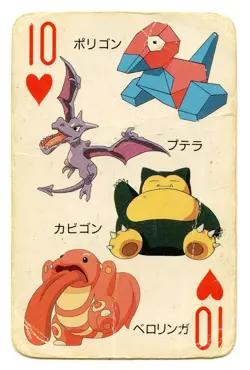 1998 Vintage Snorlax/Porygon 10 of Hearts Pokemon Televi-kun Poker Playing Card - Image 2