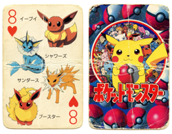 1998 Vintage Eevee/Vaporeon 8 of Hearts Pokemon Televi-kun Poker Playing Card - Image 1