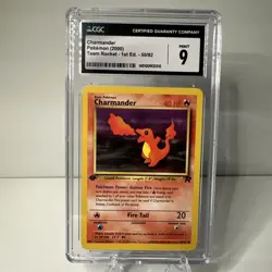 CGC 9 MINT Charmander 2000 Team Rocket 1st Edition 50/82 Pokemon Card - Image 1