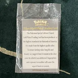 Pokemon Mewtwo Certificate of Authenticity for Burger King 23K Gold Card - Image 2