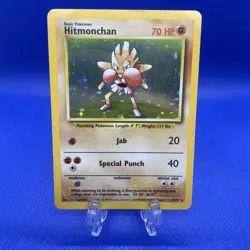 Pokemon Hitmonchan Base Set 2 Holo Unlimited Rare Card 7/102 Vintage TCG | LP - Image 1