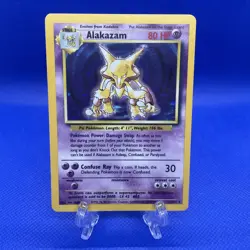 Pokemon TCG Alakazam Base Set Holo Card 1/102 Unlimited Rare MP - Image 1