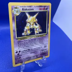 Pokemon TCG Alakazam Base Set Holo Card 1/102 Unlimited Rare MP - Image 2