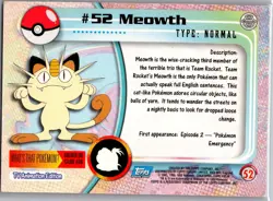 2000 Topps Pokemon TV Animation Edition Card - #52 Meowth (Series 3) - Image 2