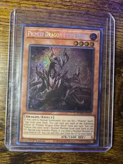 Yu-Gi-Oh Primate Dragon Ether Beryl 1st Edition Secret Rare, Near Mint Condition - Image 1