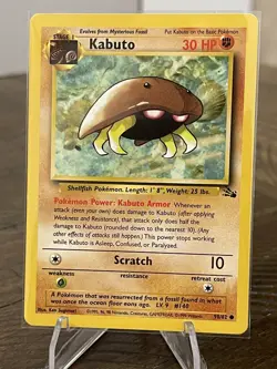 Pokemon TCG Kabuto 50/62 Fossil Unlimited Card WOTC Near Mint - Mint - Image 1