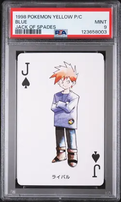 1998 POKEMON YELLOW VERSION PLAYING CARDS JACK OF SPADES BLUE PSA 9 - Image 1