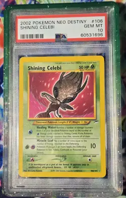 Shining Celebi Holo Secret Rare Card 106/105 Neo Destiny Vintage PSA 10 - Image 1