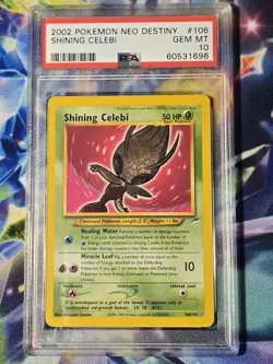 Shining Celebi Holo Secret Rare Card 106/105 Neo Destiny Vintage PSA 10 - Image 3