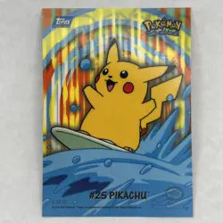 2000 #25 Pikachu Surfing Series 2 Topps Card Rare Blue Logo 1st Edition Print - Image 1