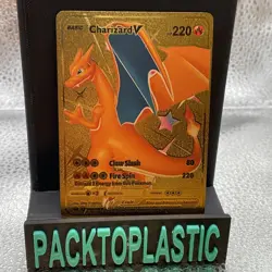 Pokemon Charizard V 220hp Gold Foil Fan Art Collector Card TCG P2 - Image 1