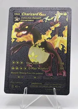 Pokemon Charizard VMAX 330hp Black Vinyl Gold Foil Fan Art Collector Card TCG - Image 1