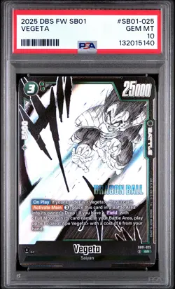 2025 DRAGON BALL SUPER CARD GAME FUSION WORLD MANGA BOOSTER 01 VEGETA PSA 10 - Image 1