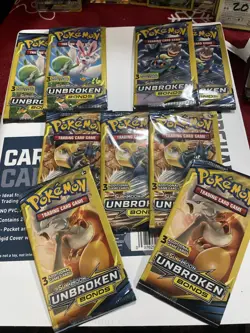 Sun & Moon Unbroken Bonds 3 Card Booster Pack lot - Image 1