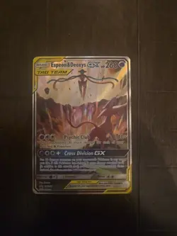 Pokemon TCG Espeon & Deoxys GX Ultra Rare Tag Team SM240 Holo Promo - Image 1