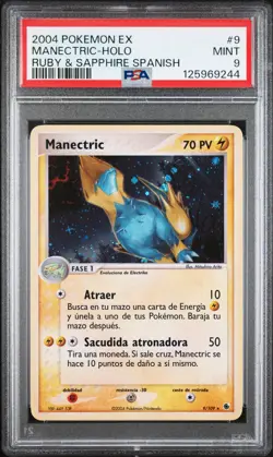 2004 POKEMON SPANISH EX RUBY & SAPPHIRE #9 MANECTRIC-HOLO PSA 9 - Image 1