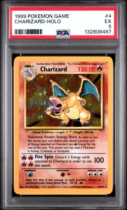 1999 POKEMON BASE SET UNLIMITED #4 CHARIZARD-HOLO PSA 5 - Image 1