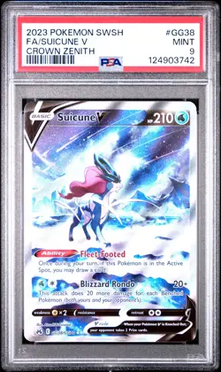 2023 POKEMON SWORD & SHIELD CROWN ZENITH #GG38 FULL ART/SUICUNE V PSA 9 - Image 1