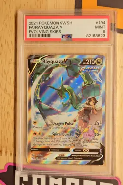 Pokemon Rayquaza V Evolving Skies Full Alt Art #194 PSA 9 Mint - Image 1