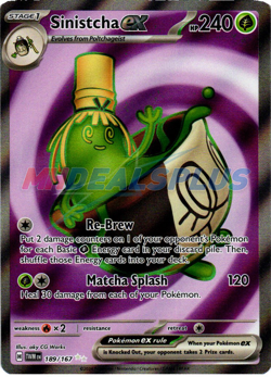 NM Pokemon Twilight Masquerade Sinistcha EX Ultra Rare Full Art 189 - Image 1