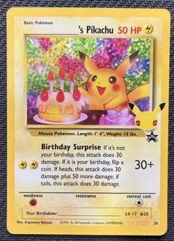 Birthday Pikachu Celebrations Classic Collection Pokemon Card 24 2021 Holo - Image 1