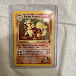 Blaine’s Arcanine 1/132 Gym Challenge Holo BLEED 2000 Pokemon Card MINT + SWIRL - Image 1