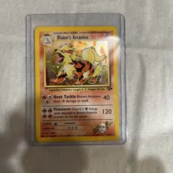 Blaine’s Arcanine 1/132 Gym Challenge Holo BLEED 2000 Pokemon Card MINT + SWIRL - Image 2