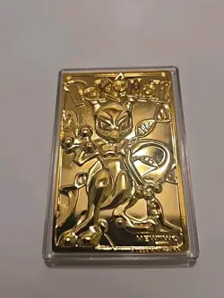 1999 Burger King Limited Edition Pokemon Trading Card 23K Gold Plated Mewtwo - Image 1