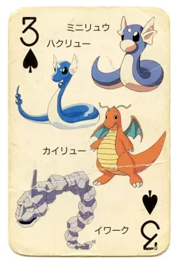 1998 Vintage Dragonite/Dratini 3 of Spades Pokemon Televi-kun Poker Playing Card - Image 2