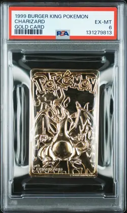 1999 BURGER KING POKEMON GOLD CARDS CHARIZARD PSA 6 - Image 1