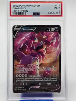PSA 9 MINT Drapion V 118/196 Sword and Shield Lost Origin RARE Pokemon Card - Image 1