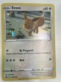 Eevee 2022 Black Star Promo Cosmos Holo Galaxy SWIRL Pokemon Card SWSH190 (NM) - Image 1