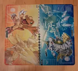 Digimon Card Game official two player 2 rubber playmat Agumon Gabumon TCG Promo - Image 1