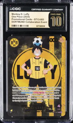 2025 ONE PIECE BVB DORTMUND PROMO CARD #ST13-003 MONKEY D. LUFFY CGC 10 PRISTINE - Image 1