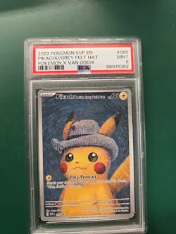 Van Gogh Pikachu Promo Card Grey Felt Hat, Sv: Scarlet & Violet, PSA 9 - Image 1