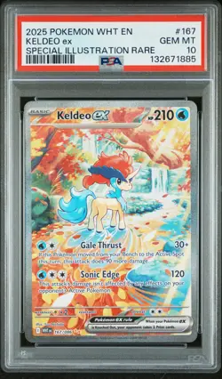2025 POKEMON WHT EN-WHITE FLARE SPECIAL ILLUSTRATION RARE #167 KELDEO EX PSA 10 - Image 1