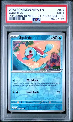 2023 POKEMON MEW EN-151 POKEMON CENTER 151 PRE-ORDER PROMO #007 SQUIRTLE PSA 9 - Image 1