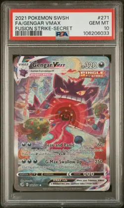2019 Pokemon SWSH Gengar Vmax Full Art Fusion Strike Secret Alt Art #271 PSA 10 - Image 1