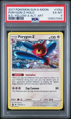 2017 POKEMON SUN & MOON BURNING SHADOWS #105A PORYGON-Z-HOLO PSA 6 - Image 1