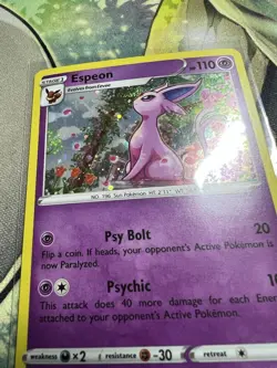 Pokemon Espeon Black Star Promo SWSH174 Fusion Strike Cosmos Holo Swirl NM - Image 1