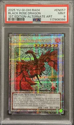2025 PSA 9 YUGIOH RA04 QCR SECRET RARE BLACK ROSE DRAGON ALT ART 🥀 - Image 1