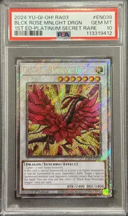 2024 PSA 10 YUGIOH RA03 PLATINUM SECRET RARE BLACK ROSE MOONLIGHT DRAGON 🥀 - Image 1