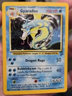 Pokemon Gyarados Holo Rare Card 7/130 Base Set 2, Vintage WOTC - Image 1