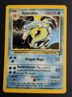 Pokemon Gyarados Holo Rare Card 7/130 Base Set 2, Vintage WOTC - Image 2